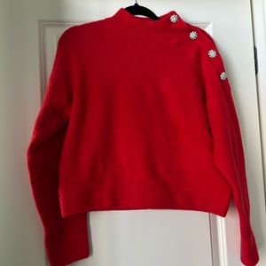 Red Ann Taylor embellished sweater